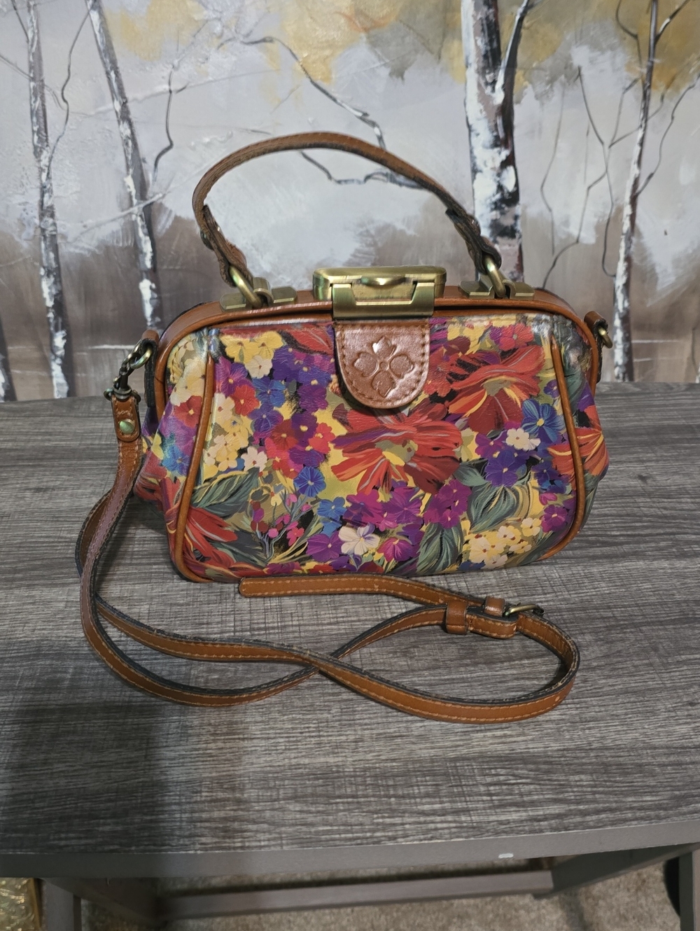 Patricia Nash Floral Multicolor Leather-Trim Crossbody Bag - Picture 1 of 4